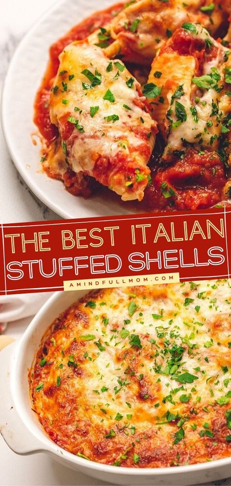 Stuffed Shell Recipes Ricotta, Stuffed Pasta Shells Recipe Vegetarian, Stuffed Shell Fillings, Cheese Filled Pasta Shells, Stuffed Shells Bake, Recipe For Manicotti Stuffed Shells, Cheese Stuffed Shells With Meat Sauce, Spaghetti Stuffed Shells, Stuffed Shells With Red Sauce