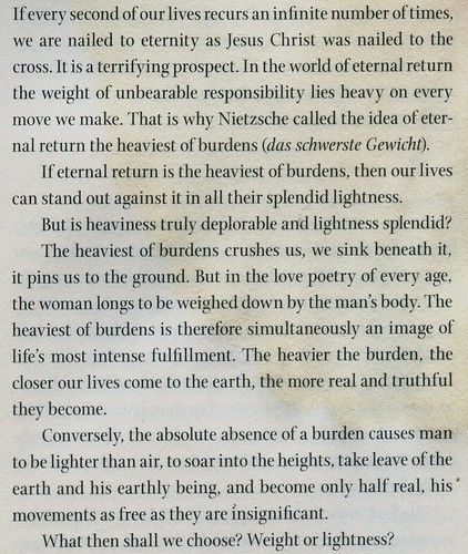 Being Quotes, The Unbearable Lightness Of Being, Unbearable Lightness Of Being, Milan Kundera, Eternal Return, Writers Help, Quote Unquote, Yeah Yeah, Writers Write