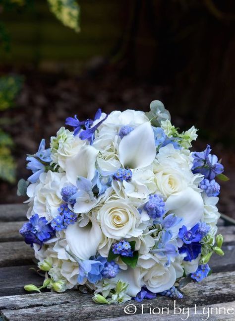 Blue And White Wedding Flowers, Wedding Flowers Blue, Flowers Blue And White, White Bridal Flowers, Hydrangea Bouquet Wedding, Bridal Bouquet Spring, Wedding Flower Guide, Blue And White Wedding, Blue White Weddings