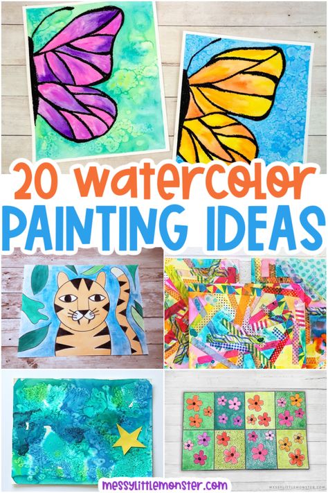 Watercolor Ideas For Kids, Watercolor Paintings For Kids, Easy Watercolor Drawing, Easy Watercolor Ideas, Watercolor Art Kids, Easy Painting For Kids, Butterfly Watercolor Painting, Easy Watercolor Painting, Homemade Watercolors