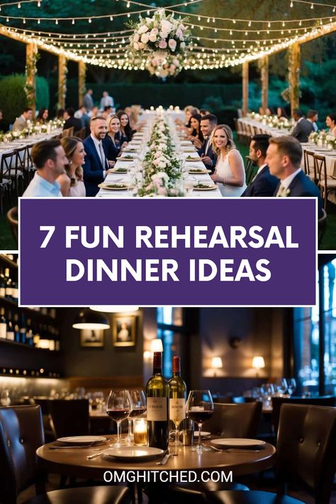 Are you on the lookout for amazing rehearsal dinner ideas that your guests will simply love? Well, you're in the right spot! From cozy Italian bistros filled with yummy pasta to elegant backyard barbecues, these 7 unique ideas are sure to impress. Imagine warm lighting, clinking glasses, and beautiful decorations that set the perfect mood for a great night. Every idea here brings excitement for your wedding day, making every minute joyful. Click to explore these fantastic options and save for your special events! Wedding Dinner Rehearsal Ideas, Rehearsal Dinner Ideas At Home, Vineyard Rehearsal Dinner, Rehearsal Dinner Entertainment Ideas, Rehearsal Lunch Ideas, Diy Rehearsal Dinner Food, Decorating For Rehearsal Dinner, Cheap Rehearsal Dinner Ideas, Wedding Rehearsal Dinner Ideas Food