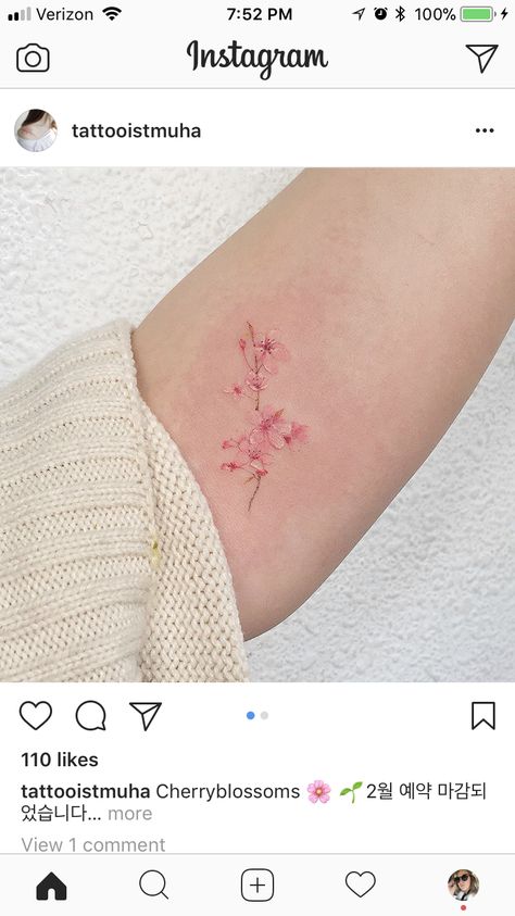 Fine Line Tattoo Cherry Blossom, Minimal Cherry Blossom Tattoo, Cherry Blossom Fine Line Tattoo, Fine Line Cherry Blossom Tattoo, Tattoo Cherry, Minimal Tattoo Designs, Minimal Tattoo Ideas, Sakura Tattoo, Cherry Tattoos