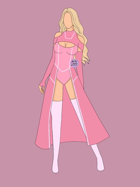 Pink Villian Outfit, Super Hero Outfits Pink, Pink Super Hero Suit, Superhero Suit Design Female Pink, Pink Superhero Suit Design, Pink Hero Suit, Pink Hero Costume Design, Pink Hero Costume, Outfits For Stage