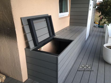 Composite Decking Designs, Decking Outdoor, Sleepers In Garden, Composite Wood Deck, Decking Boards, Deck Flooring, Grey Patio, Wpc Decking, Composite Decking Boards