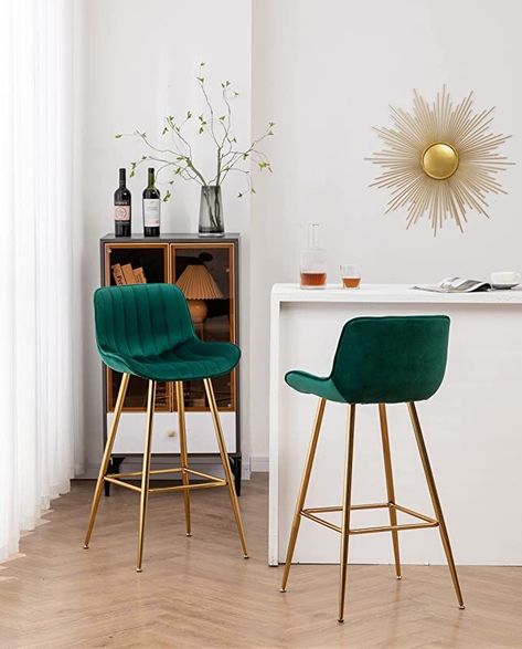 2 Bar Stools Kitchen Island, Bar High Chairs, Emerald Bar Stools, Green Bar Chairs Kitchen, Comfortable Bar Chairs, Contemporary Kitchen Bar Stools, Emerald Green Kitchen Accessories, Bar Stools Colorful, Kitchen High Chairs Bar Stools