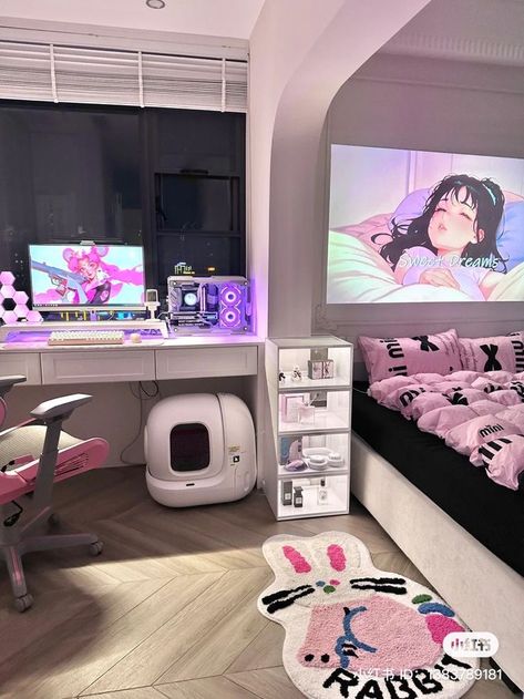 Bedroom Ideas Aesthetic, Aesthetic Bedroom Ideas, Gamer Room Decor, Bedroom Setup, Room Redesign, Cozy Room Decor, Pretty Room, Game Room Design, Dream Room Inspiration