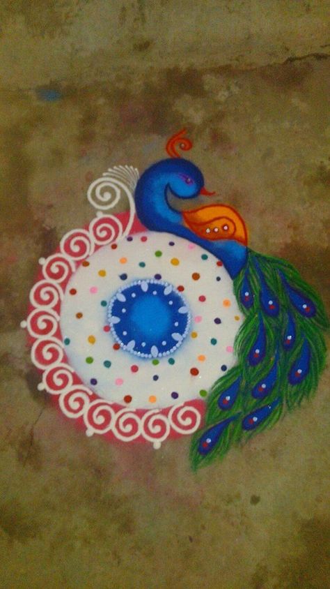 . More Mor Rangoli, Poster Rangoli, Easy Rangoli Designs Videos, Peacock Rangoli, Latest Rangoli, Festival Rangoli, Rangoli Designs Latest, Simple Rangoli Designs Images, Rangoli Patterns