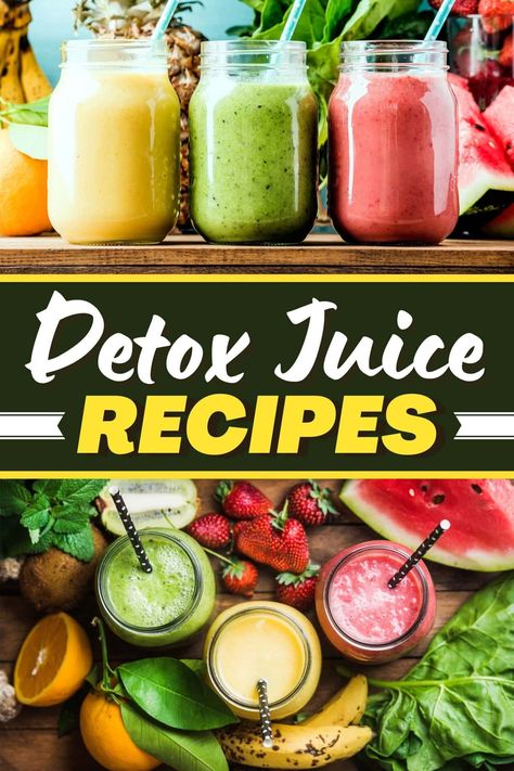 The next time you feel like you've overindulged, try these detox juice recipes! From celery to cucumber to pineapple, these juices make weight loss a little easier. Juicing Detox Recipes, Healthy Homemade Juices, Ninja Juicer Recipes, Detox Juice Recipes Lose Belly, 5 Day Juice Cleanse, Juicing Recipes For Beginners, Juice Ideas, Juice Design, Carrot Juice Recipe