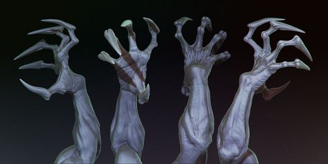 Creepy Hand, Monster Hands, Hand Drawing Reference, Hand Reference, Monster Concept Art, Fantasy Monster, Anatomy Drawing, Creepy Art, Creature Concept