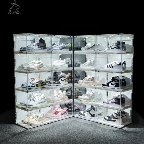 👟 Sneakers Storage, Sneaker Storage Box, Sneaker Displays, Shoe Containers, Sneaker Storage, Shoe Wall, Sneakers Box, Clear Shoes, Collection Display