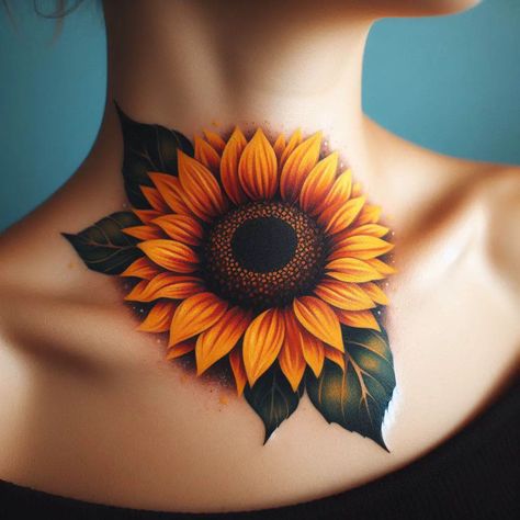 Sunflower Neck Tattoo, Sunflower Tattoos, Forearm Tattoo Women, Side Tattoos, Sunflower Tattoo, Make Your Mark, Forearm Tattoos, Neck Tattoo, Flower Tattoos