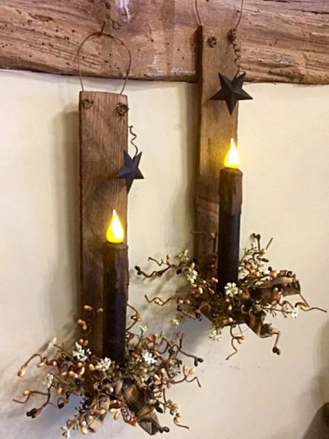 Primitive Decor Ideas, Primitive Wall Decor, Primative Decor, Crafts Fall, Primitive Bathrooms, Primitive Wood Crafts, Primitive Walls, Primitive Candles, Primitive Homes