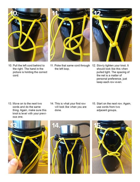 Campfire Crafts, Paracord Instructions, Water Bottle Sling, Paracord Projects Diy, Simpul Makrame, Nalgene Bottle, Snake Knot, Bottle Sling, Paracord Diy