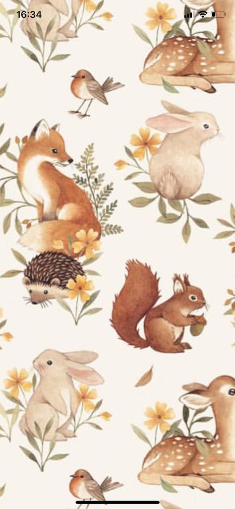 Forest Animals Clipart, Forest Animals Illustration, Floral Fabrics, Baby Illustration, Cute Animal Illustration, Baby Animal Prints, Forest Animal, Magical Forest, Animal Clipart