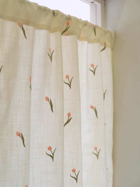 Apartment Partition, Studio Apartment Partition, Elegant Room Divider, Elegant Room, Linen Blackout Curtains, Noren Curtains, Tulip Pattern, Shared Room, Door Curtain