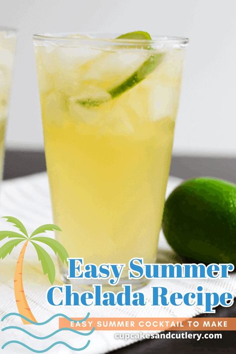 If you're looking for a super refreshing beer-based cocktail, you'll love this Chelada recipe made with tart limeade! The perfect summer cocktail, refreshing and delicious! Chelada Recipe, Kid Drinks Recipes, Vodka Mixed Drinks, Best Mixed Drinks, Easy Alcoholic Drinks, Kid Drinks, Brunch Cocktails, Mixed Drinks Recipes, Cocktail Recipes Easy