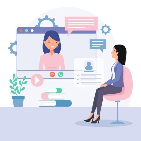 Online job interview | Free Vector #Freepik #freevector #design #work #job #employee Interview Illustration Graphics, Interview Illustration, Online Job, Business Marketing Design, Online Interview, Employee Onboarding, Online Counseling, Family Counseling, Vector Online