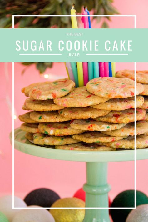 Stacked Cookie Cake, Sugar Cookie Cake Recipe, Sugar Cookie Cake, Bake Christmas Cookies, Best Sugar Cookie, Bake Christmas, Sugar Cookie Cakes, Cookie Cakes, Cookie Cake Recipe