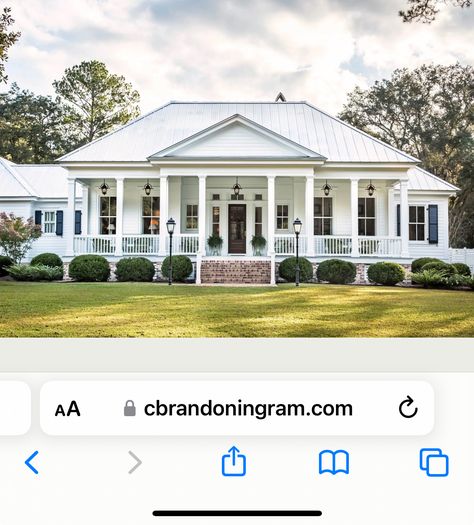 One Story White House, Classic Farmhouse Exterior, Single Story House, Timeless House, One Story Homes, House With Porch, Farmhouse Exterior, First Story, Home Exteriors