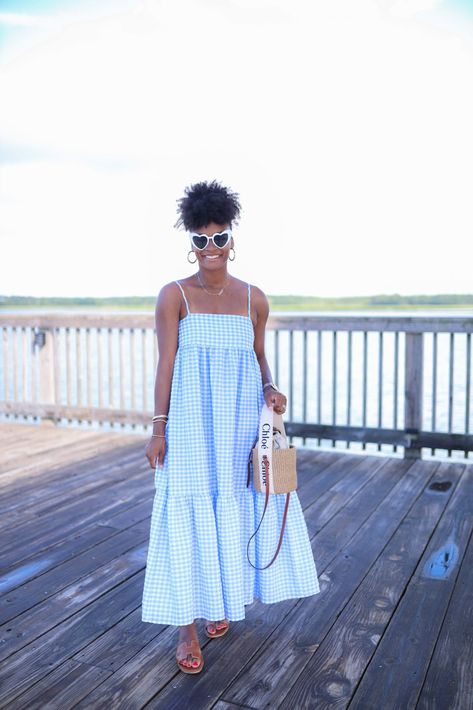 What I Wore: 2023 Hilton Head Trip - Vida Fashionista Hilton Head Outfits Summer, Hilton Head Island Outfits, Hilton Head Outfits, Hilton Head Beach, Hilton Head Island South Carolina, Rain Outfit, Blue Gingham Dress, Island Outfit, Summer Vacation Outfits