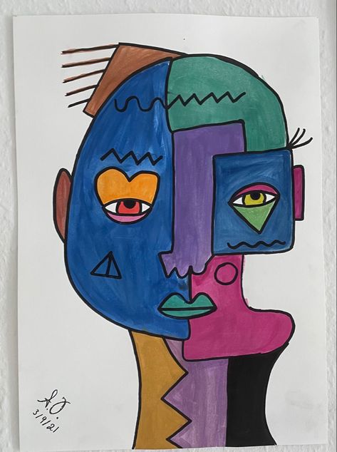 Geometric Shapes, Face Drawing Geometric Shapes Art, Face Sketch, Cut Out Shapes, Cartoon Sketches, Abstract Face, Cartoon Faces, Shape Art, Abstract Faces, Guy Drawing