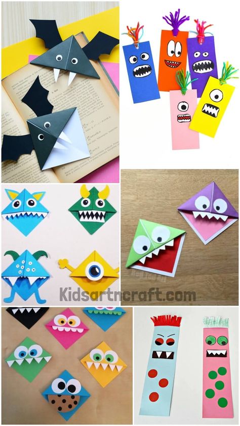 DIY Monster Bookmarks for Kids Christmas Bookmark Ideas, Bookmarks Diy Kids, Plan Lector, Make Your Own Monster, Fun Bookmarks, Monster Bookmark, Class Mom, Bookmarks For Kids, Diy Monsters