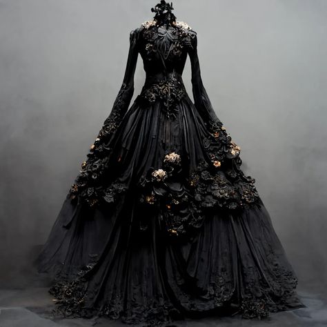 Wedding Dresses Victorian, Queen Outfits Royal, Black And Green Wedding, Vampire Gown, Dresses Victorian, Green Wedding Dress, Goth Wedding Dresses, Gothic Gowns, Black Gowns