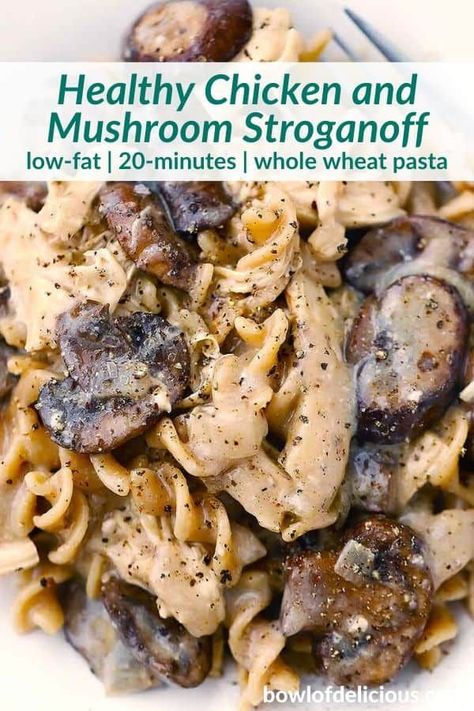 Healthy Chicken Stroganoff, Low Fat Dinner Recipes, Chicken Lombardy Recipes, Shredded Rotisserie Chicken, Healthy Low Fat Recipes, Low Fat Chicken, Low Fat Dinner, Chicken Mushroom Recipes, Chicken Stroganoff