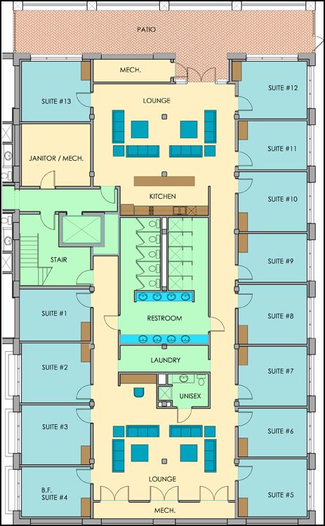 obviously not to this extent. like the idea Student Accomodation Floor Plan, Homeless Shelter Floor Plans, Doorway Design Ideas, Dorm Layout Ideas Floor Plans, Student Housing Plan, Dormitory Floor Plan, Bunker Floor Plans, Dorm Floor Plan, Dormitory Plan