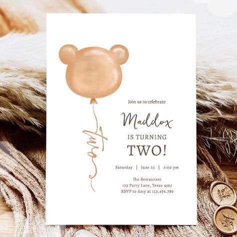 $3.08 | Teddy Bear Balloon Boy Second Birthday Party - teddy bear, bear balloon, teddy bear party, boho teddy bear, some beary, boy birthday, beary first birthday, second birthday, 2nd birthday, bear second birthday Boy Second Birthday, Balloon Teddy Bear, Beary First Birthday, Teddy Bear Balloon, Picnic Invitations, 10th Birthday Invitation, Second Birthday Party, Bear Balloon, Teddy Bear Party