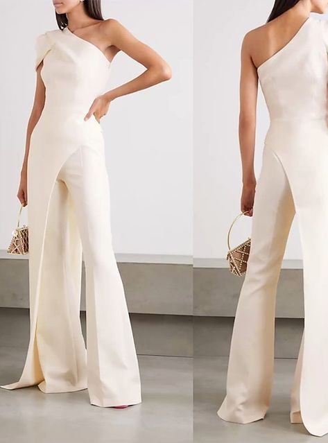 Petra Solano, Style Salopette, Colour Names List, Woman Suit, Overalls Fashion, Solid Color Jumpsuits, Bridal Outfit, One Shoulder Jumpsuit, Jumpsuit Elegant