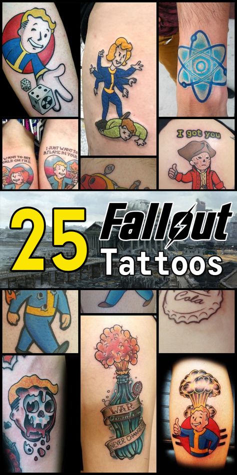 Fallout 4 Tattoos, Bioshock Tattoo, Fallout Tattoo, Fallout 1, Pink Floyd Tattoo, Star Tattoo Meaning, Video Game Tattoos, Canvas Tattoo, Fallout 2