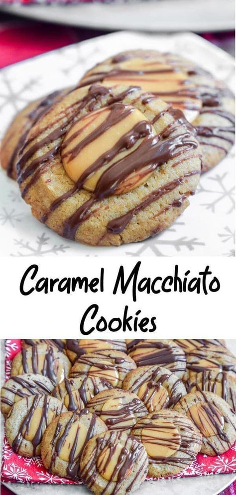 Easy caramel macchiato cookies are so easy to make and are perfect for your cookie exchange! These tasty cookies are perfect to make for an easy snack or dessert that kids and adults will love. Caramel macchiato cookies are great for holidays, parties, and any other occasion. Check out this cookie recipe as well as some tips for hosting a cookie exchange and more of the best cookie recipes. Flavored Baking Chips, Caramel Macchiato Cookies, Easy Cookie Exchange Recipes Christmas, Decadent Cookies Recipes, Cookie Exchange Cookie Ideas, Christmas Cookie Recipes Unique, Cookies Flavors Ideas, Best Cookie Exchange Cookies, Easy Unique Cookie Recipes