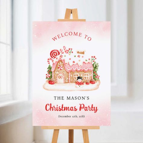 Gingerbread Welcome Sign, Gingerbread Theme Christmas, Gingerbread Christmas Party, House Christmas Party, Gingerbread House Parties, Unique Xmas Gifts, Gingerbread House Christmas, Gingerbread Theme, Party Welcome Sign