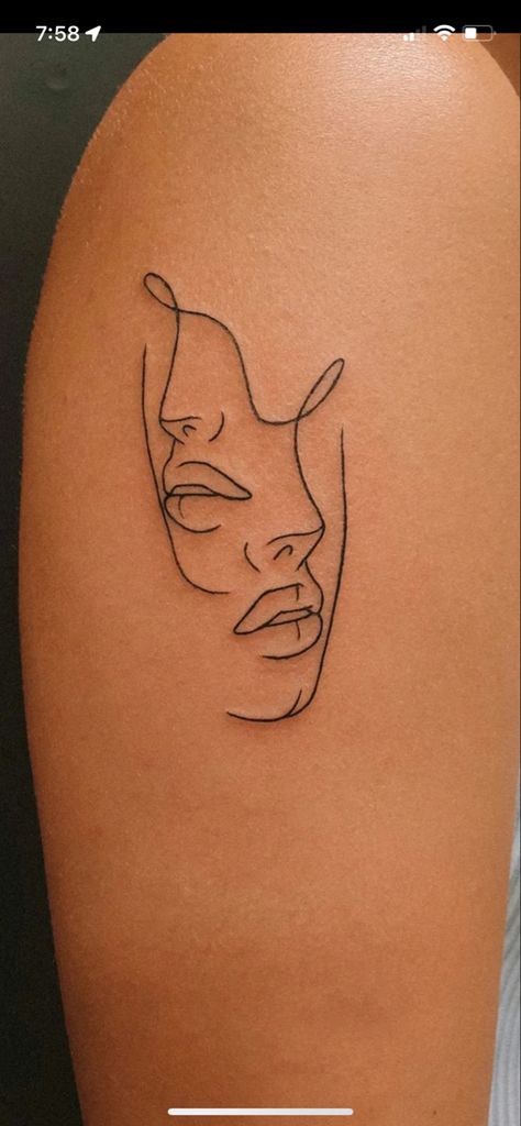 Tattoo Ideas Female Face Outline, Line Art Shoulder Tattoos For Women, Line Art Tattoo Sleeve Woman, Face Linework Tattoo, Face Silouette Tattoo Woman, Outline Of Body Tattoo, Simple Line Tattoos Minimalist, Cool Outline Tattoos, Faces Outline Tattoo