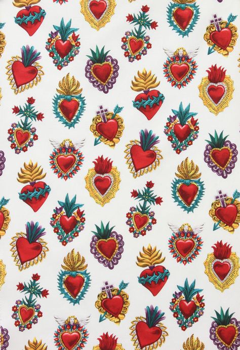 Valentine Cakes, L Wallpaper, Mexican Embroidery, Alexander Henry, Heart Illustration, Heart Designs, Pattern Play, Mexican Culture, Arte Popular