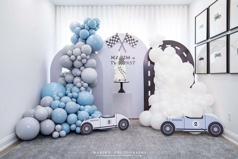 Two Fast Backdrop, Race Car Birthday Party Ideas Decoration, Fast One Birthday Party, Birthday Balloon Backdrop, Two Fast, Two Fast Two Furious, Truck Theme Birthday, Boy Party Decorations, Cars Birthday Party Decorations