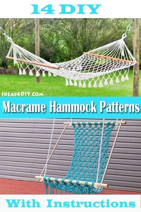 Try making some cool DIY Macrame Hammock Patterns with Instructions! #Macrame #MacrameHammock #MacramePatterns How To Macrame A Hammock, Macrame Hammock Chair Pattern, Diy Macrame Hammock, Macrame Hammock Pattern, Hammock Pattern, Hammock Diy, Diy Hammock Chair, Crochet Hammock, Macrame Hammock Chair