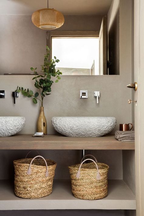 Try #tlcinteriors 'what bathroom design are you?' quiz. We love their decorating ideas! Pictured is an organic bathroom with textured basin and belly baskets Organic Bathroom, Bathroom Images, Rustic Bathroom Decor, Rustic Bathrooms, Hotel Bathroom, Bathroom Styling, Terra Cotta, Amazing Bathrooms, Bathroom Renovation