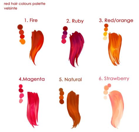 Red Hair Palette, Red Hair Color Palette, Red Hair Tutorial, Drawing Red Hair, Red Hair Painting, Red Hair Drawing, Red Hair Character, Red Hair Paint, Hair Palette