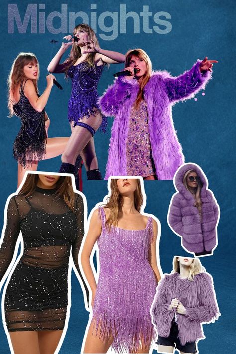 Taylor Swift's Midnights costume inspiration with looks from lavender haze, purple dresses and purple coats. Taylor Swift Themed Party, Taylor Swift Midnights Era, Taylor Swift Halloween Costume, Taylor Swift Games, Taylor Swift Costume, Midnights Era, Bright Yellow Dress, Taylor Swift Midnights, Iconic Outfits