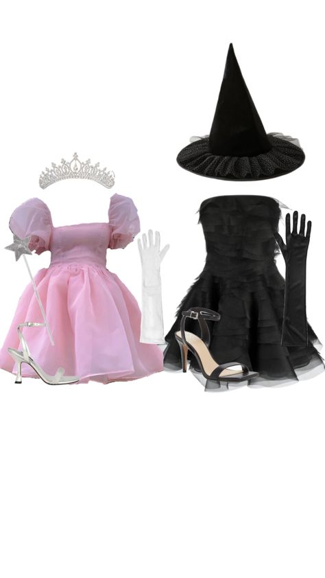 Glenda And Elphaba Costume, Wicked Halloween Costume, Elphaba Halloween Costume, Glinda And Elphaba Costume, Wicked Witch Of The West Costume, Galinda Costume, Wicked Inspired Outfits, Wicked Outfit Ideas, Glenda The Good Witch Costume