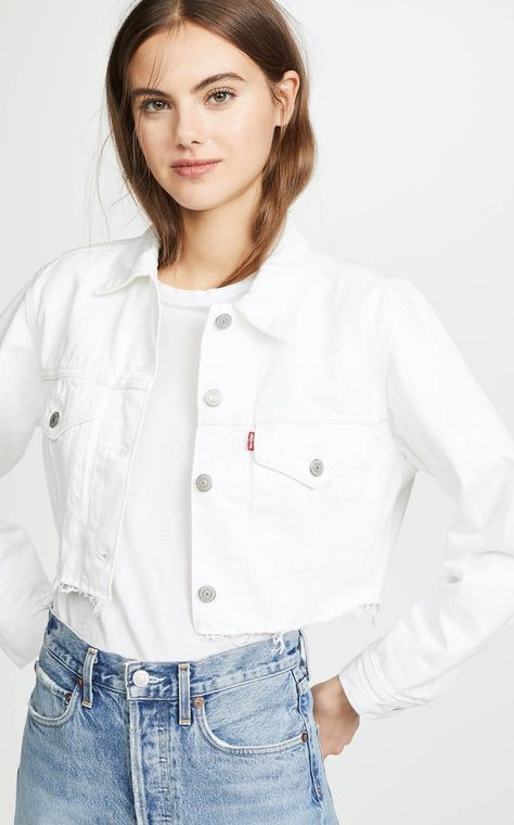 White Jean Jacket, Bridal Jacket, White Denim Jacket, Loose Fit Jeans, Blue Denim Jacket, Next Clothes, Black Denim Jacket, Trucker Jacket, White Jacket