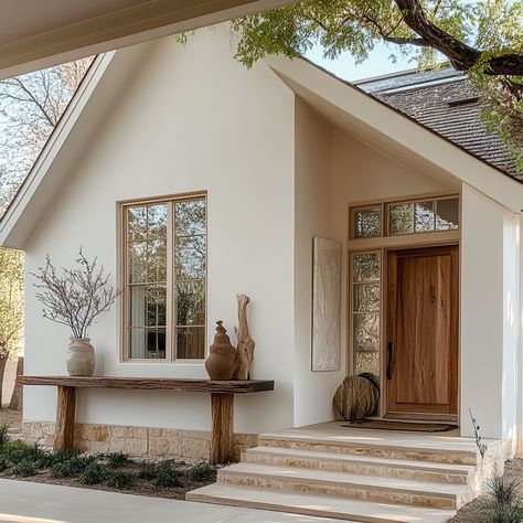 Modern Dutch House, Rural House Exterior, Pale Oak House Exterior, Small Exterior House Design, Rustic Modern Farmhouse Exterior, House Exterior Cozy, Scandi Architecture, Cozy Home Exterior, Minimalistic Farmhouse