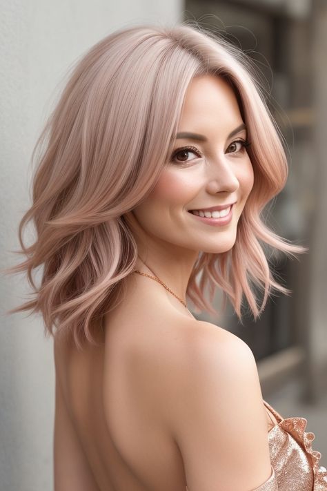 hair color ideas for brunettes Rose Blonde Hair, Hair Colors For Blue Eyes, Rose Gold Hair Blonde, Blond Rose, Pastel Pixie, Rose Blonde, Hair Colorful, Hair Color Caramel, Peach Hair