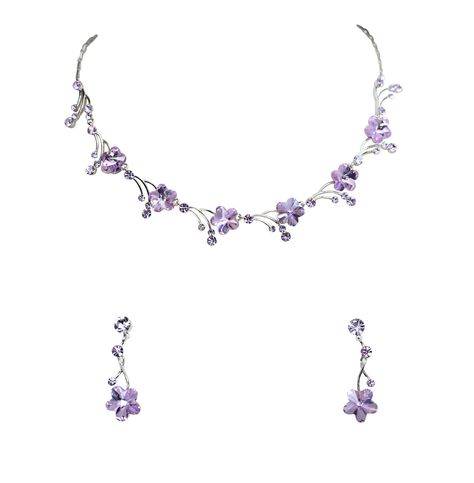 Amythest Jewelry Set, Earring Necklace Set, Amethyst Wedding Jewelry, Wedding Jewelry Purple, Purple Prom Jewelry, Purple Prom Accessories, Purple Dress Jewelry, Light Purple Jewelry, Light Purple Necklace