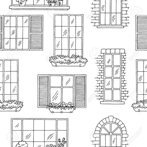 Window Drawing Easy, Windows Drawing, Window Art Projects, Window Drawings, Window Sketch, Odyssey Art, Aesthetics Art, Architecture Design Process, Window Drawing