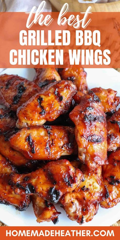 Bbq Chicken Wings Grilled, Grilled Wings Recipe, Wings Recipe Grilled, Chicken Wings Grilled, Wings Grilled, Bbq Wings Recipe, Grilled Chicken Wings Recipe, Honey Bbq Chicken Wings, Chicken Wing Marinade