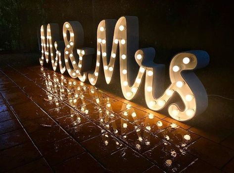 Mr & Mrs light signs Light Up Mr And Mrs Sign, Mr And Mrs Sign, Light Up Letters, Wedding Decor Style, Reception Signs, Wedding Props, Light Letters, Sydney Wedding, Cute Wedding Ideas