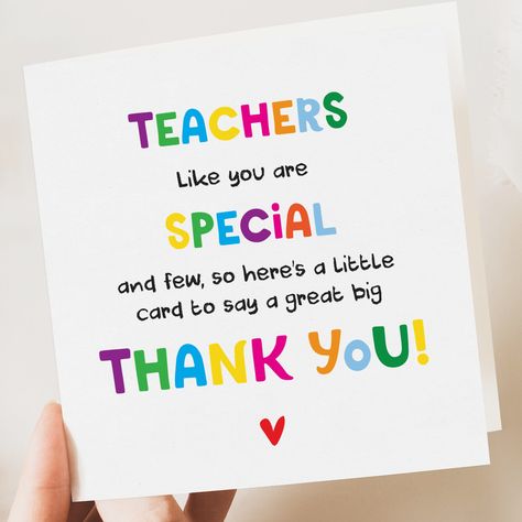 Perfect Card for the Teacher as a way of saying thank you. Leaving school of end of term this card is perfect for either. Fully personalisable just add your details when ordering Printed on High Quality 350gsm Card Full colour Envelope Measures 6 x 6" approx Blank Inside We can add a message for you just add this to your basket on checkout https://www.etsy.com/uk/listing/940424898/add-a-message-inside-one-of-our-cards Leaving Cards For Teachers, Thank You Cards For Teachers, Thank You Teacher, Thank You Card For Teacher, Thank You Teacher Messages, Greeting Cards For Teachers, Happy Teachers Day Card, Teacher Presents, Teacher Aide